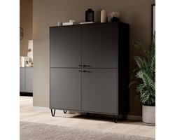 Meubella - Dressoir Apula - Antraciet - 124 cm - Dicht