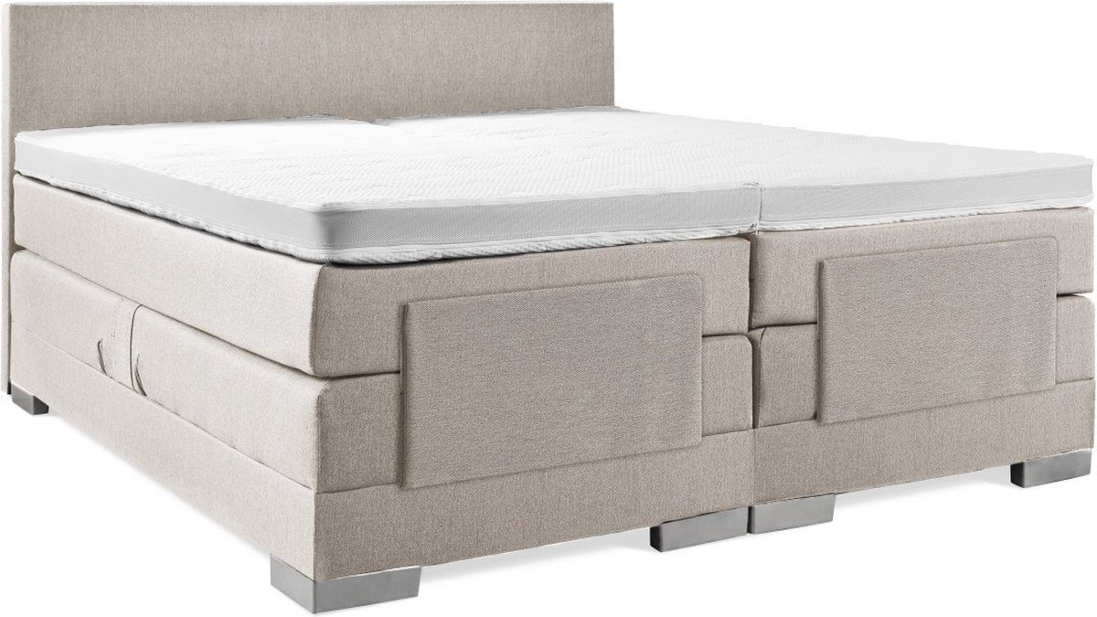 Soft bedden Boxspring 120x200 met Glad Hoofdbord - Beige - Soft beddenSoft bedden - €1.299,00