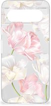 GSM Hoesje Google Pixel 8 Back Case TPU Siliconen Hoesje Doorzichtig Mooie Bloemen