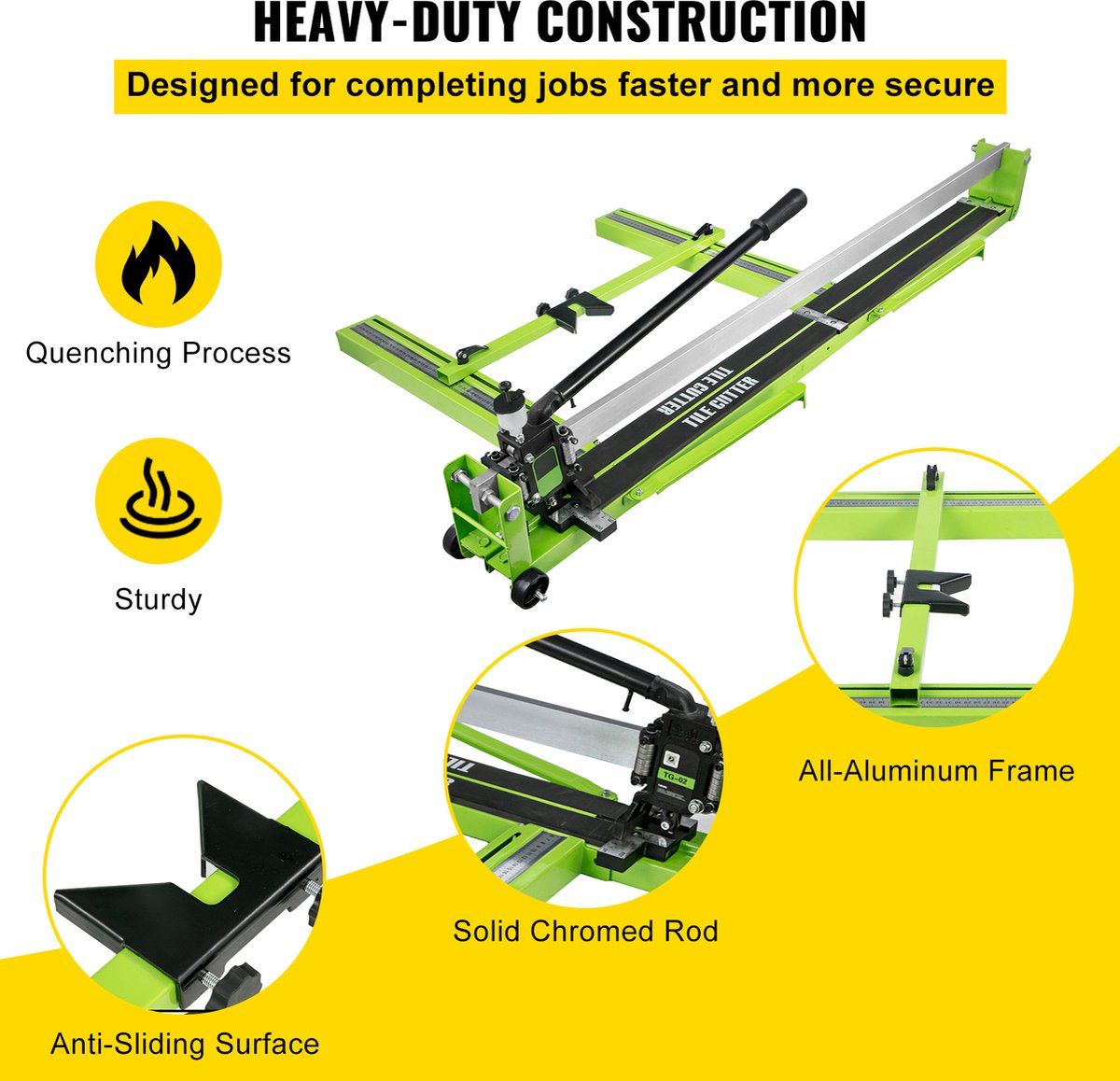 VEVOR Handmatige tegelsnijder, Tegelsnijder 47 inch, Tegelsnijder 120 cm, Tegelsnijder Handgereedschap 47 inch, tegelsnijdermet Lasergeleider en Bonus Spare Cuttervan staal