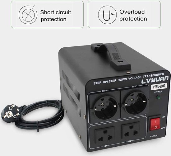 Voltage Converter Yinleader Spanningsomvormer 500 VA - 230V Naar 110V / 110V Naar 230V, Toroïdaal Spanningsomvormer 12 Volt 230 Volt