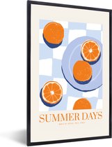 FrameYourWall® - Fotolijst met poster 40x60 - Vintage - Fruit - Zomer - Oranje - Fotokader van hout - Kaders en lijsten - Houten fotolijstje - Wissellijst voor muurposter - Picture en photo frame - Posterlijst - Fotohouder