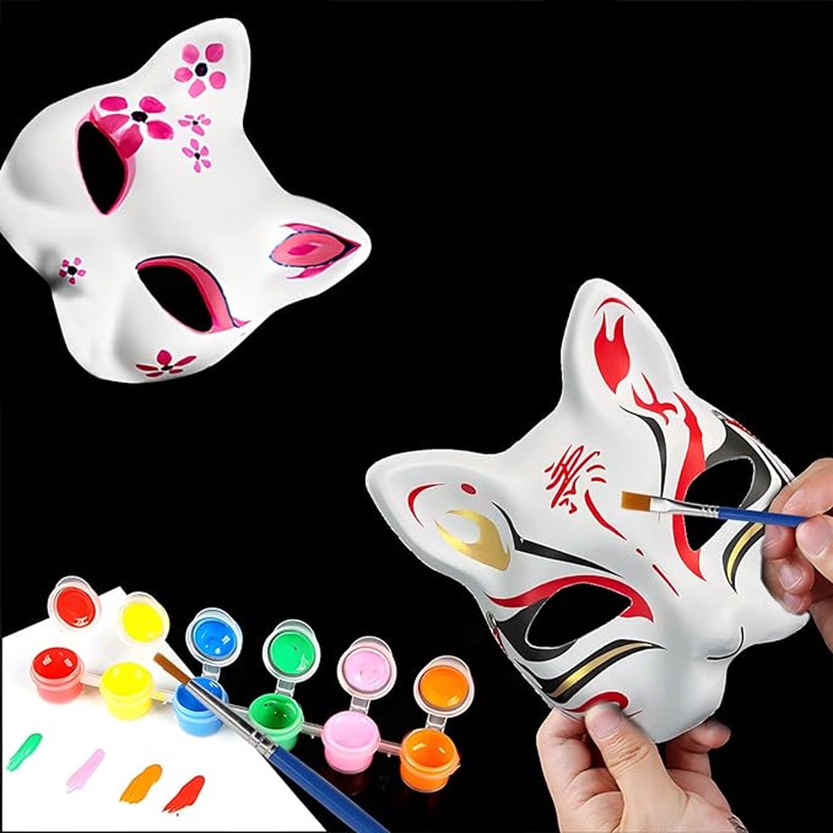 10 pièces masque en papier bricolage blanc, masques de chat, à
