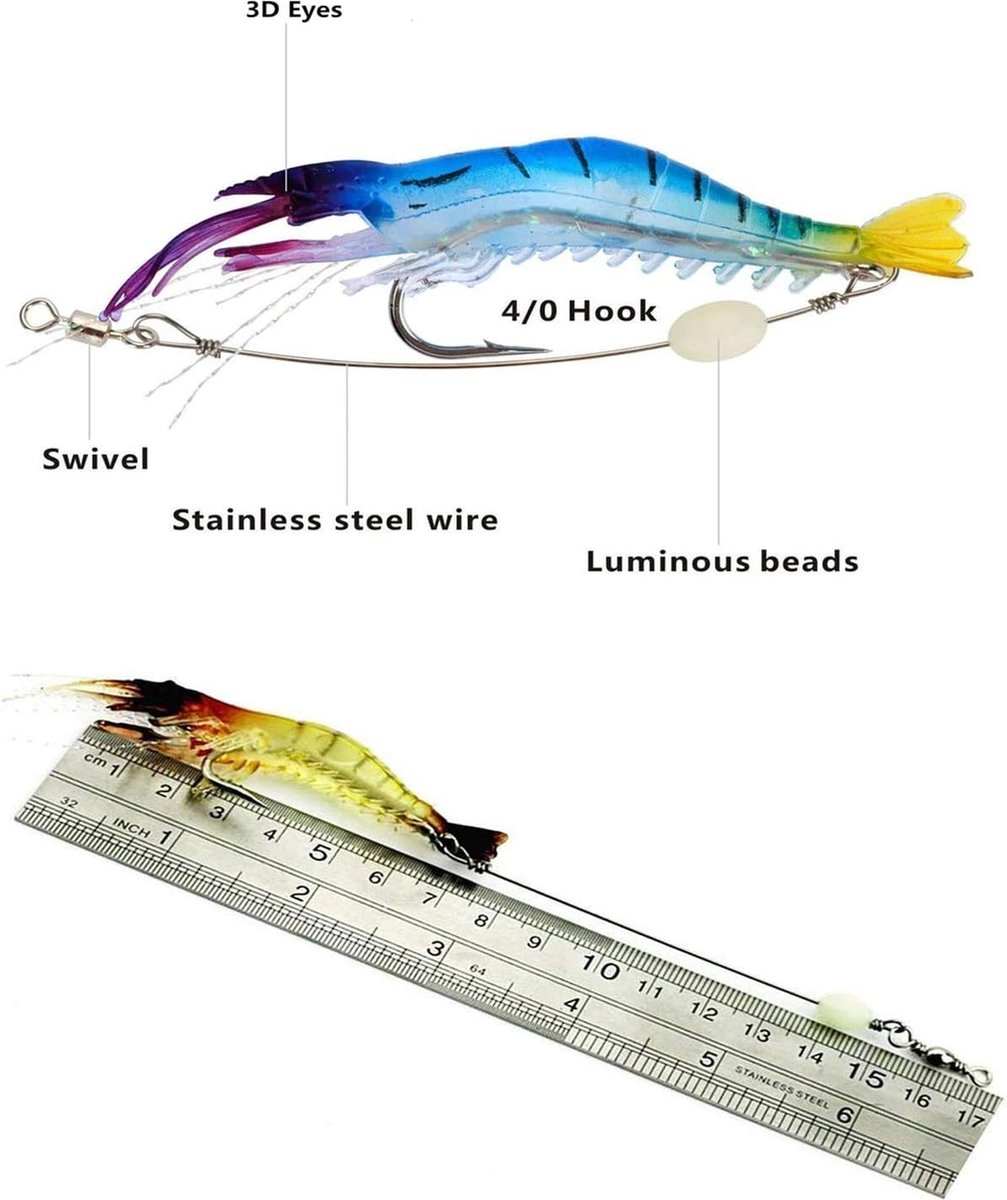 Lot De 50 Leurres Souples Phosphorescents Pour Crevettes – Pêche En Eau Salée, Nuit, Appâts Lumineux 3.5 Cm