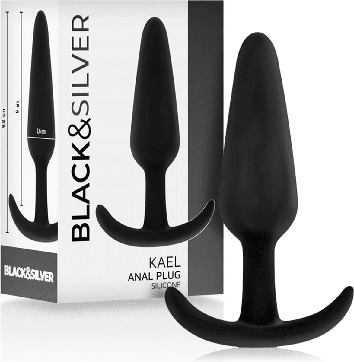 Goedkoopste BLACK and SILVER | Black and silver - Kael Silicone Loop Anal Plug Size M