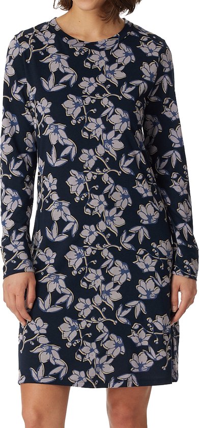 Schiesser Dames Slaapshirt Bloemenprint Navy 42