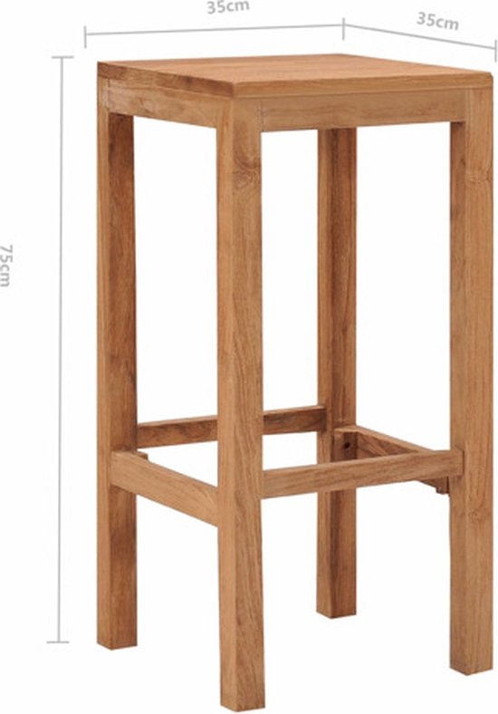 Tabourets de bar coloniaux The Living Store - teck massif - 35x35x75 cm