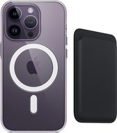 Apple Clear MagSafe Case avec porte-cartes magnétique pour iPhone 14 Pro - Étui de protection iPhone avec portefeuille en cuir Magsafe - Compatible avec iPhone 14 Pro - Zwart
