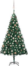 The Living Store Kerstboom Evergreen - Kunstkerstboom 150 cm - PVC - met LED-verlichting