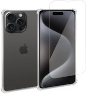 Geschikt voor iPhone 15 Hoesje + Screenprotector – Gehard Glas Cover + Shock Proof Case – Transparant