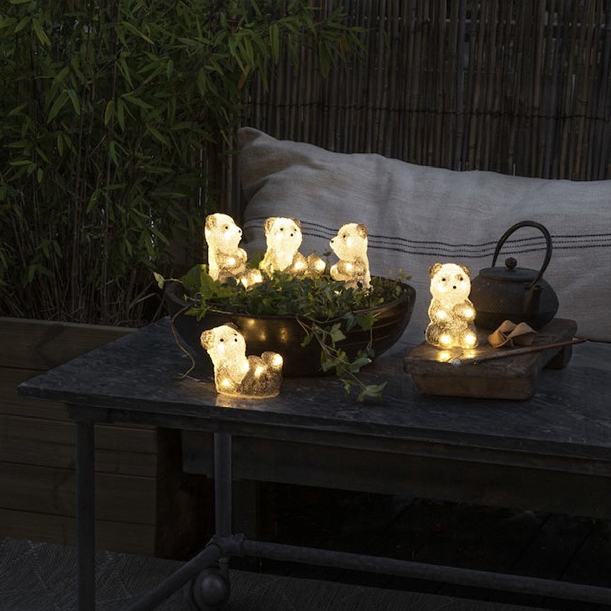 Konstsmide Verlichte pandaberen - 5x st - 8 x 11,5 cm - aan lichtsnoer - led lampjes - warm wit - dieren - kerstverlichting figuren – foto 6