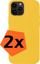Hoesje Geschikt voor iPhone 15 Pro Max Hoesje Siliconen Cover Case - Hoes Geschikt voor iPhone 15 Pro Max Hoes Back Case - 2-PACK - Geel