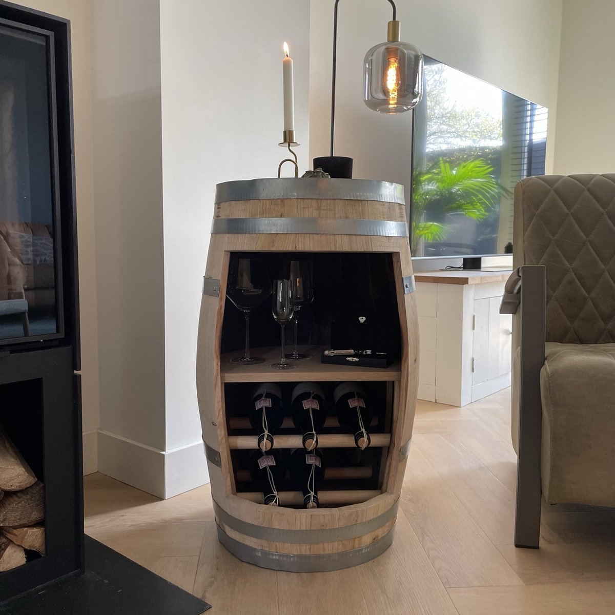WEINREGAL für 6 Flaschen Holz Stehend Braun 55 cm