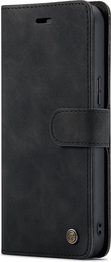 Bookcase hoesje iPhone 15 - CaseMe - Zwart uni - Simili cuir
