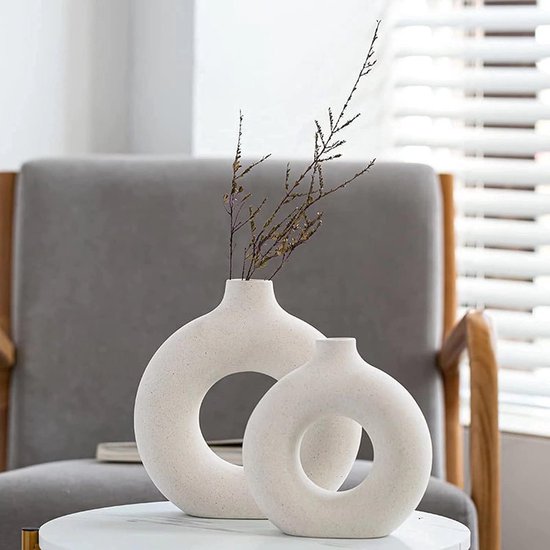Vase, lot de 2 vases à fleurs en céramique blanche pour la décoration de la  maison,... | bol