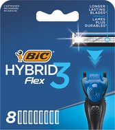 Lames de rasoir BIC Hybrid 3 Flex pour homme - 3 lames mobiles en titane - 8 recharges de rasoir