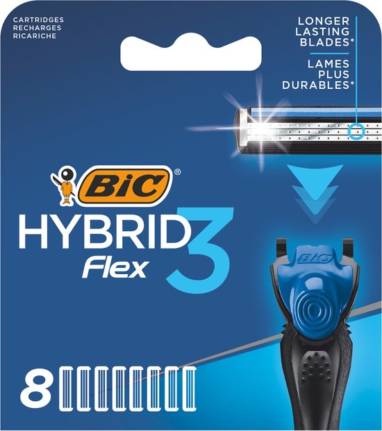 BIC Hybrid 3 Flex Scheermesjes voor Mannen - 3 beweeglijke Titanium Mesjes  - 8... | bol.com