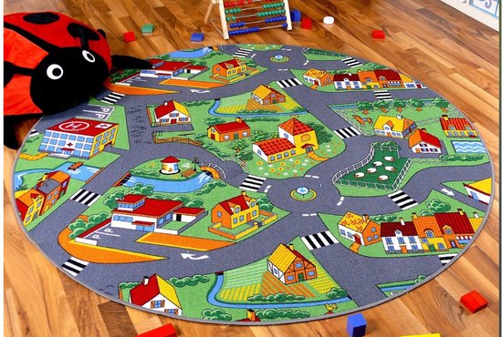 Rond speelkleed village stratenplan 200cm rond van Hip Huisje — afbeelding 2