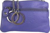 Mini Portemonnee – Paars - Soepel Leer - Sleuteletui met rits – Portemonnee Dames Klein - Etui - Lavendel - Kleur