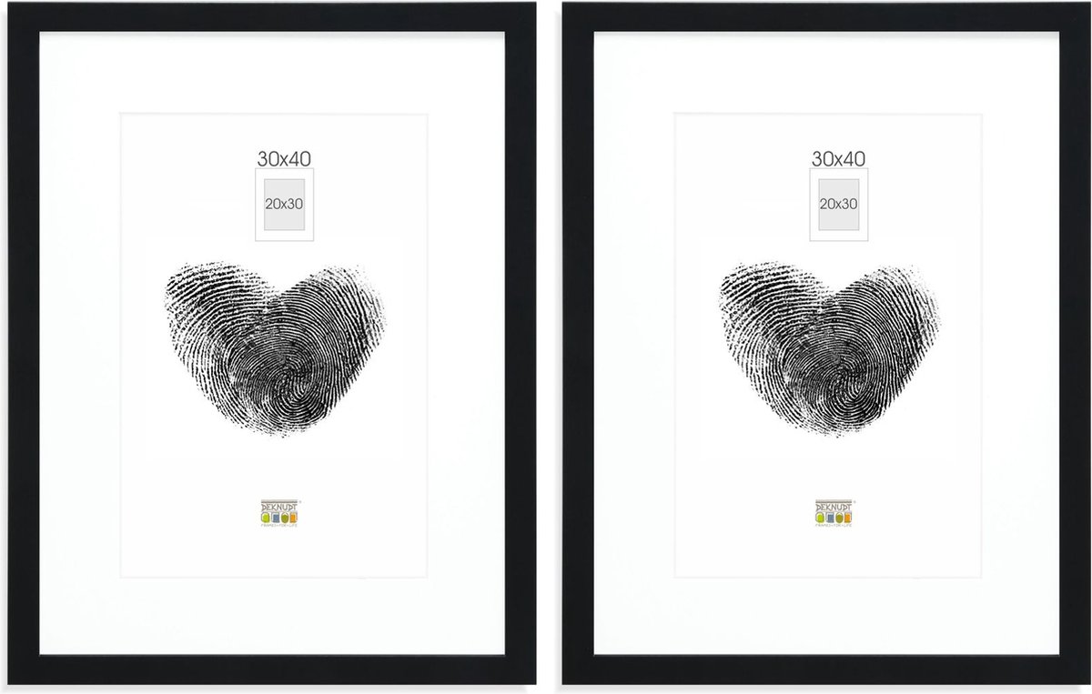 Deknudt Frames fotowand - 2 zwarte fotolijsten - foto 20x30/30x40 - met passe-partout