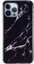 iPhone 15 PLUS Hoesje - Siliconen Back Cover - Marble Print - Zwart Marmer - Provium