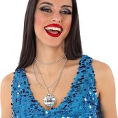 Fiestas Guirca Verkleed sieraden ketting discobal - zilver - dames - kunststof - Seventies/Eighties