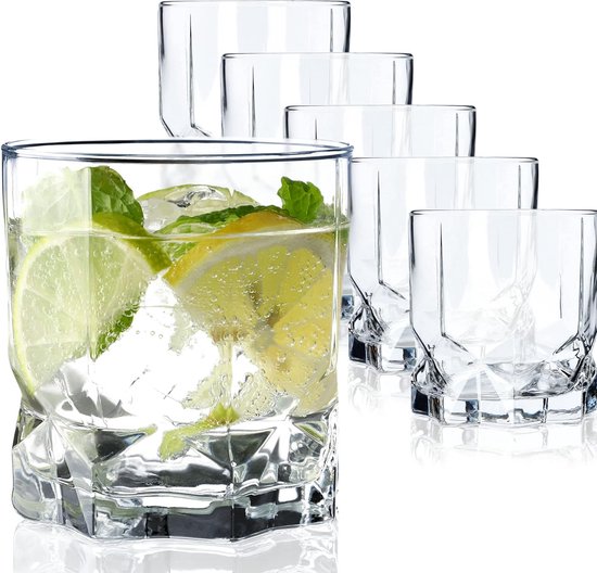 DUNSOO Lot de 4 verres à cocktail en verre avec paille, verres striés pour  cocktails, eau, jus, mojito, long drink : : Cuisine et Maison
