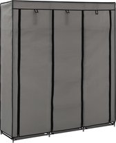 The Living Store Opvouwbare mobiele kast - Kledingopslag - 150x45x175 cm - Grijs