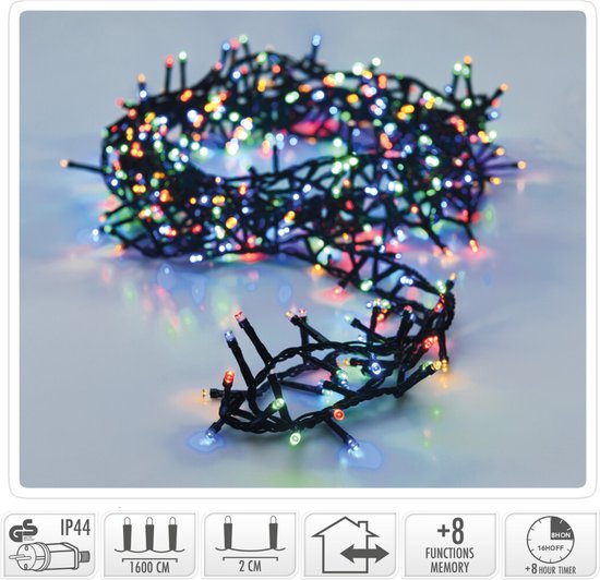 Kerstverlichting 800 LED microcluster multicolor 16 meter