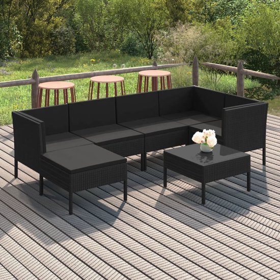 The Living Store lounge set Monaco - tuinmeubelen - 57x69x69cm - zwart