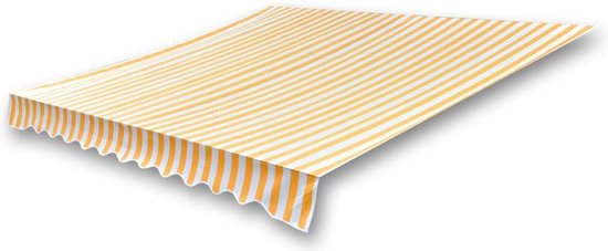 vidaXL Luifeldoek - Zonneblind - Luifeldoek 6x3 m canvas zonnebloemgeel en wit - Buitendecoratie - Tuindeco - Parasol