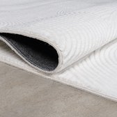 Karpet24 Stilo modern pluizig laagpolig tapijt, antislip onderkant, heerlijk zacht, 3d look, Gebroken wit-80 x 150 cm