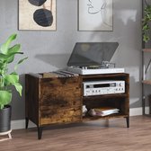 The Living Store Platenkast - Gerookt eiken - 84.5 x 38 x 48 cm - Duurzaam hout - Metalen poten