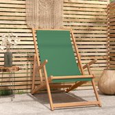 Chaise de plage pliable The Living Store - Vert - 60 x 126 x 87,5 cm - Bois de teck - Dossier réglable