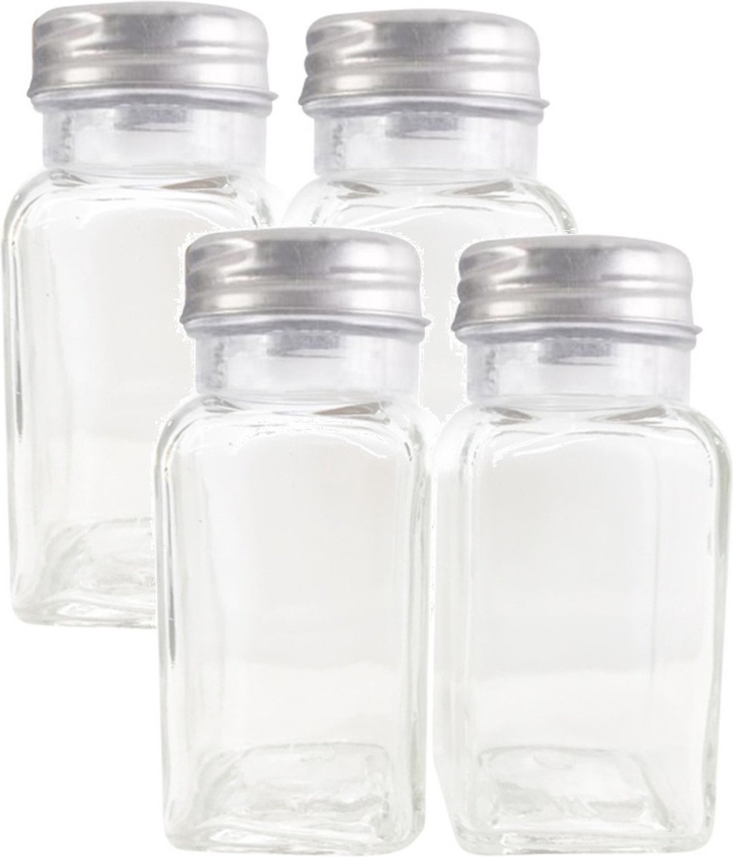 DID Peper en zout vaatje - 6x stuks - set - 4 x 9 cm - Peper en zout stel - Tafelvaatjes voor kruiden - Glazen Kruidenpotjes met Schroefdop -