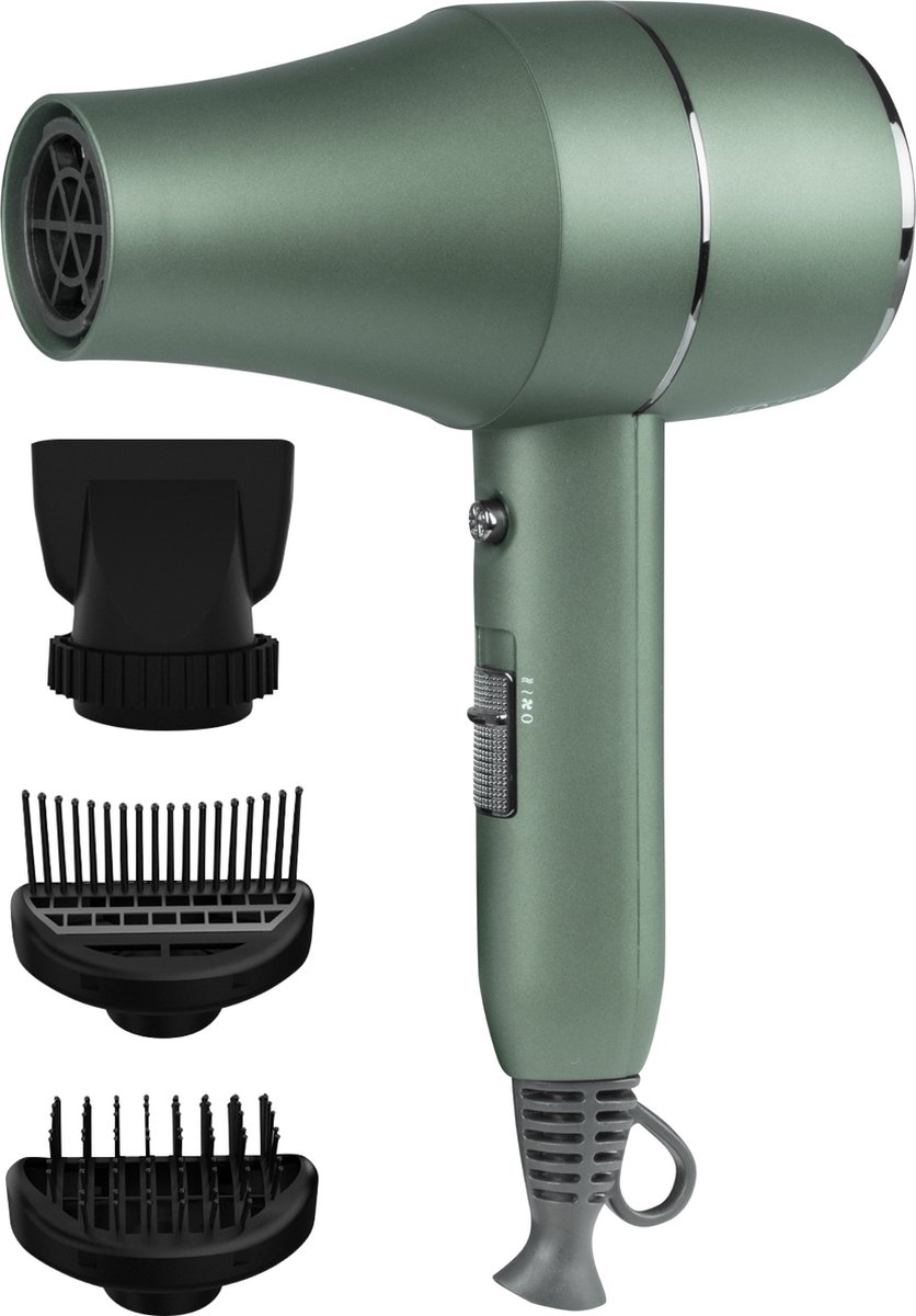 Nuvance - Föhn met 3 Opzetstukken - 4 Standen - Ionische Haardroger - Haarföhn voor Krullen - Reisföhn - Hair Dryer - Groen