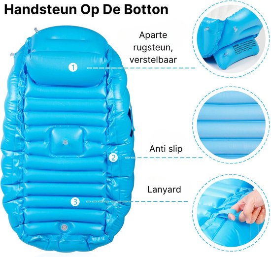 Opblaasbad 3 In 1 - Opblaasbaar Bad Voor Volwassenen Met Anti-Slip Bodem - Opblaasbare Badkuip Comfortabel - 100% Tevredenheidsgarantie - Ergonomische Houding - 78*45*28 Cm - Incl. Pomp — afbeelding 3