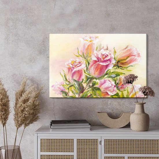 Painting King - Peinture sur toile Fleurs colorées telles que peintes - 120 x 80 cm