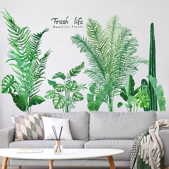 grande plante verte feuilles sticker mural, plantes tropicales