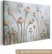 Canvas schilderij - Foto op canvas - Natuur - Grijs - Bloemen - Stilleven - Wanddecoratie - 60x40 cm - Canvas doek