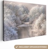 Peinture sur toile - Photo sur toile - Hiver - Water - Glace - Neige - Paysage - Décoration de chambre - 60x40 cm - Toile entoilée