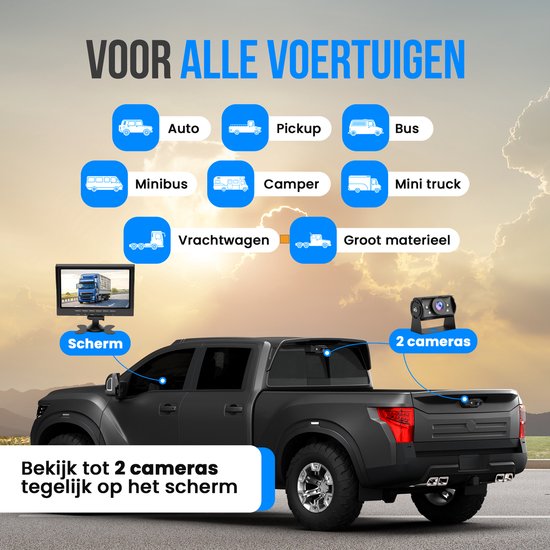 Strex Achteruitrijcamera Set Bedraad Met 2 Camera's (tegelijk bekijken) - HD 1080P - 7" Scherm - 18LED Nachtzicht 15m - IP69 Waterdicht - Achteruitrij Camera van Merkloos — afbeelding 4