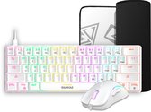 RGB Gaming Desktop Combo Wit - Mechanical Keyboard(Red Switches)+Muis(12800 DPI)+Muismat - Gamdias Hermes E4 3-IN-1 High End Game Combo White