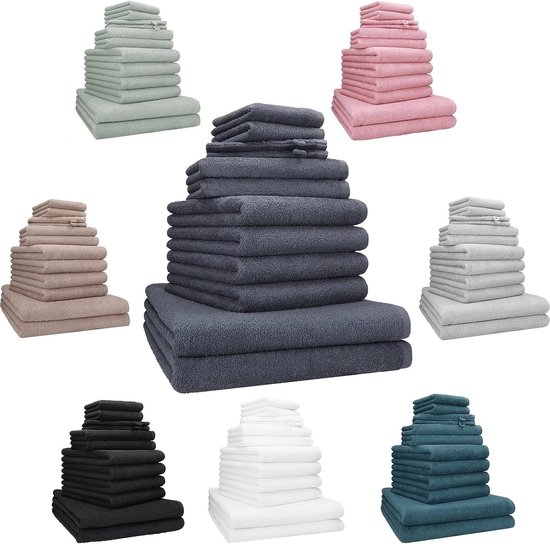 Tuiste Set van 8 handdoeken, 2 badhanddoeken, 4 handdoeken, 2 gastendoekjes, zacht en absorberend, 100% katoen, zeer absorberend, voelt zacht aan, zandbeige