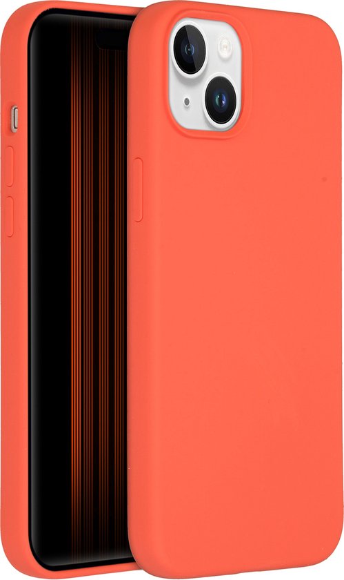 Accezz Hoesje Geschikt voor iPhone 15 Plus Hoesje Siliconen - Accezz Liquid Silicone Backcover Geschikt voor MagSafe - oranje