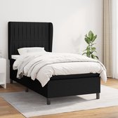 vidaXL - Sommier tapissier - avec - matelas - tissu - noir - 80x200 - cm