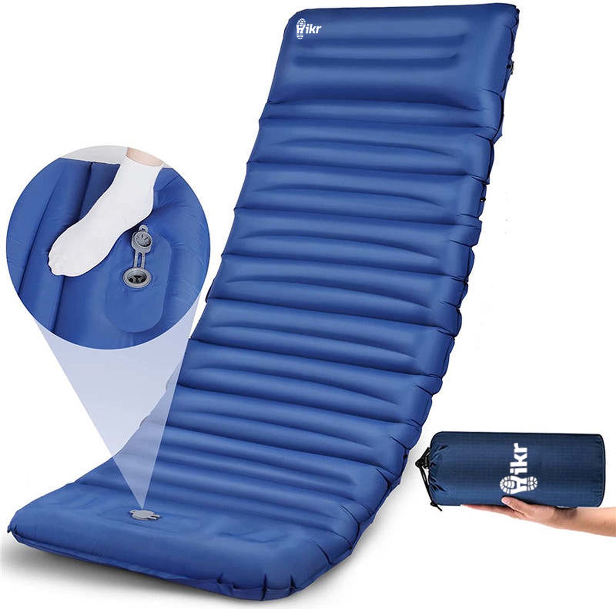Hikr® Slaapmat 10cm+ dikte - Comfortabel luchtmatras - Zelfopblazend met  voetpomp -... | bol.