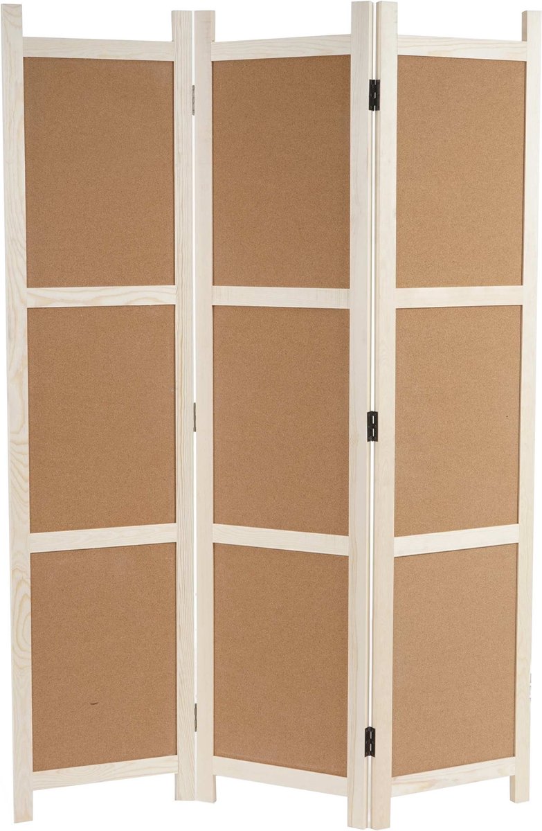 Kamerscherm MCW-G52, kamerscherm, privacyscherm, kurk prikbord ~ bruin, 3 panelen 166x121cm