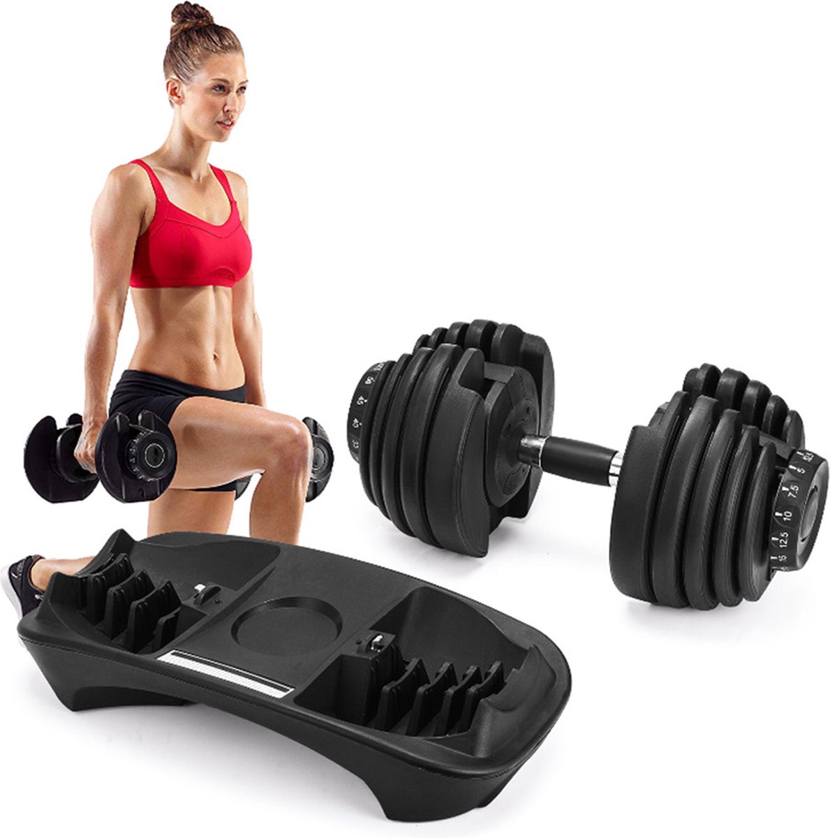 Verstelbare Dumbbell 24 KG | Aanpasbare Halter Gewichten | 15 Dumbbells in 1 | 2.5 t/m 24 KG Gewichtsbereik | Ruimtebesparende Halterset | Eenvoudig Gewicht Wisselen | PREMIUM Kwaliteit | Ideaal voor Home Fitness Gym / Thuis Sporten & Krachttraining – foto 4