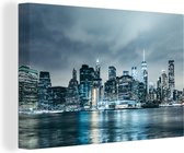 Canvas Schilderij New York - Skyline - Winter - 30x20 cm - Wanddecoratie